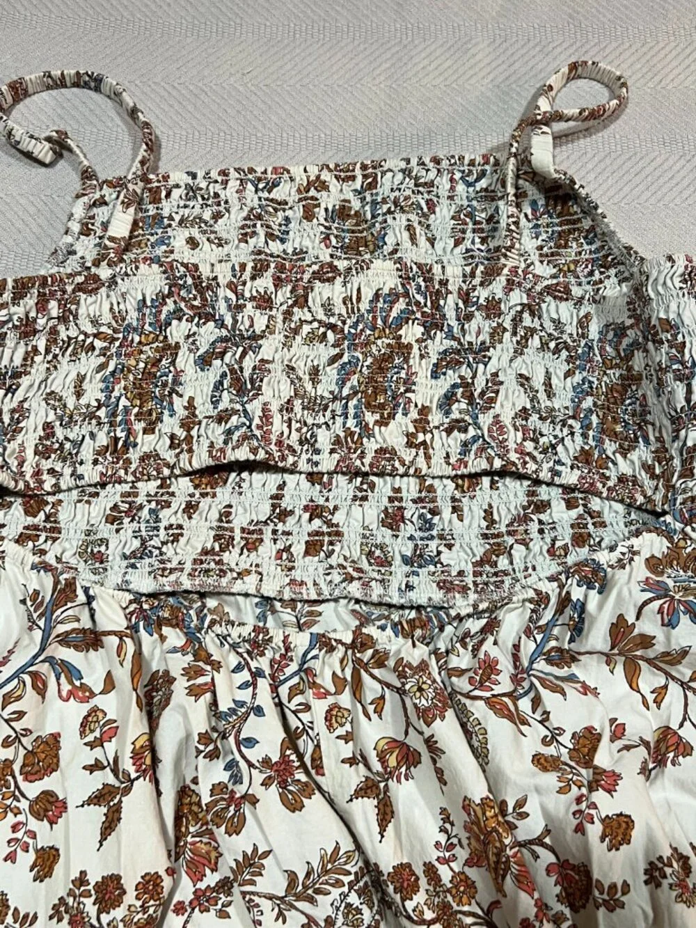 Old Navy Fall Colors Cream Floral Smocked Halter Tiered Maxi Dress Womens 2XL - Picture 4 of 6